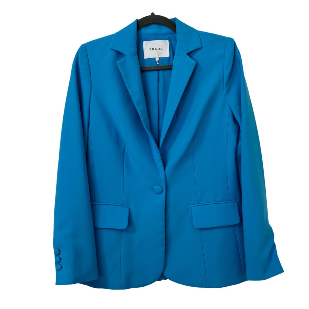 Frame Malibu Blue Single Button Blazer Bright‎ Minimalist Preppy Style Size 4